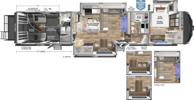 Brinkley Model G 3970 Toy Haulers 2 Full Bath Floorplan